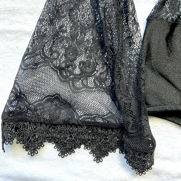 WOW Couture, Whimsigoth Fairy Goth Elegant Lace Body Suit, Medium, Black - Picture 4 of 5